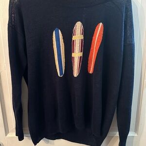 J. Crew Navy Sweater with Surfboard Motif